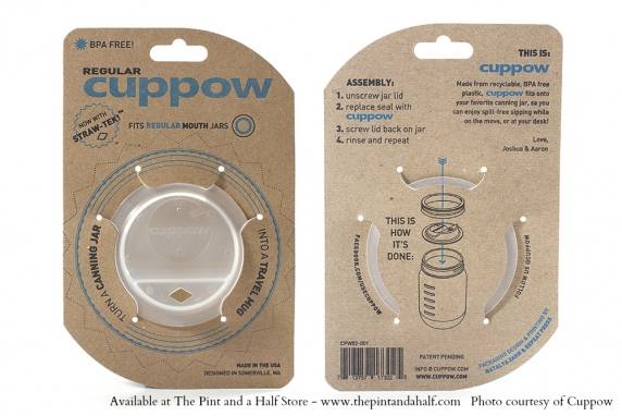Original Cuppow Regular with Straw-Tek on 12-ounce quilted Ball jelly jar