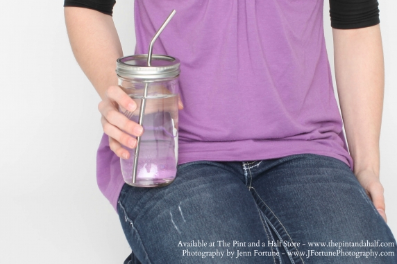 The Pint and a Half 24-ounce Ball Jar Plus Stainless Steel Straw