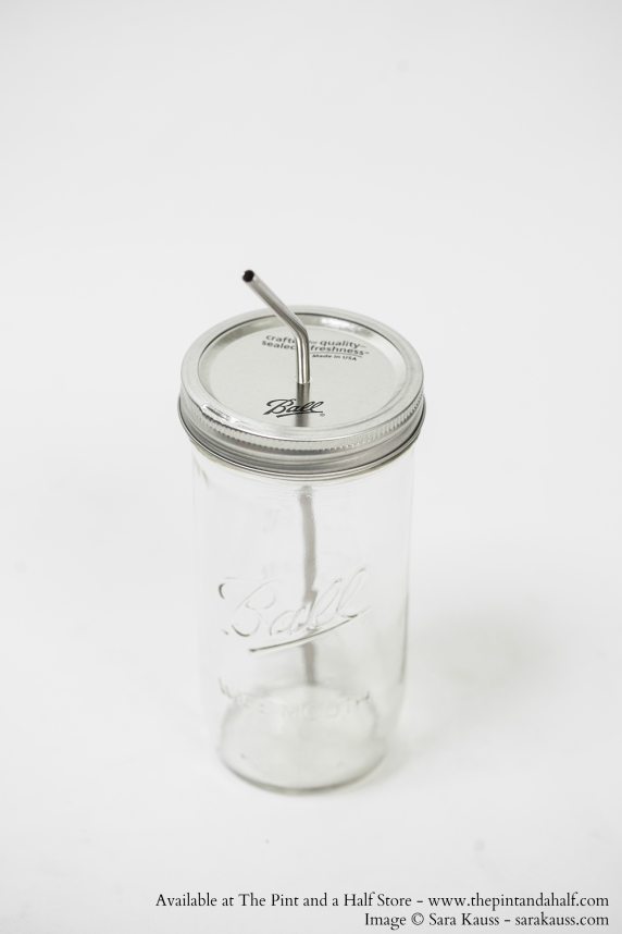The Pint and a Half 24-ounce Ball Jar Plus Stainless Steel Straw