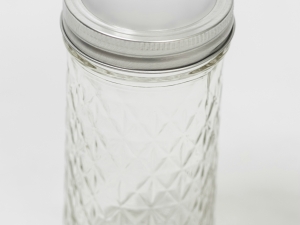 Cuppow with Straw-Tek on 12-ounce quilted jelly jar